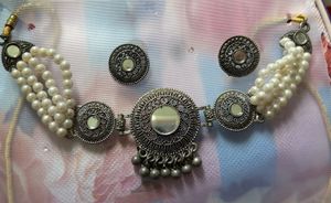 Boho Pearl Choker Necklace & Earring Set