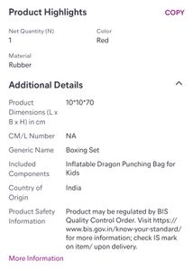 Inflatable Dragon Punching Bag Toy