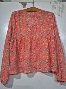 Floral Tie-Neck Blouse