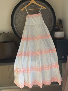 Tiered Maxi Dress with Coral Embroidery