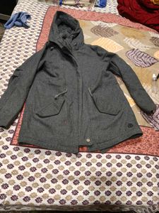 Gray Hooded Wool Coat men or women
