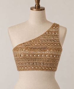 Embellished One-Shoulder Blouse