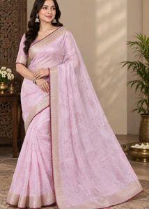 organza Pink Saree