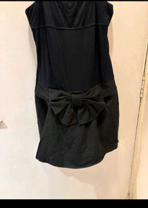 Chic Black Mini Dress with Bow Detail