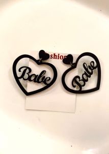 New Black Heart "Babe" Earrings