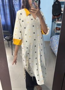 yellow collared Kurta