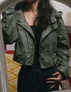 Olive Green Cropped Jacket