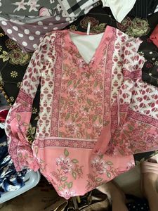 Bebo Pink Floral Print Kurta