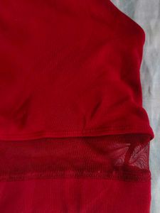 Price Drop Red Sports Bra with Mesh Detail