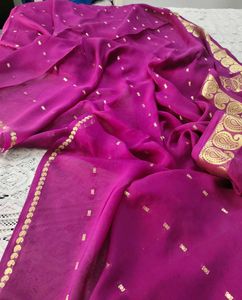 Magenta Saree with Gold Detail