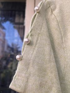 Mint Green Pearl Detail Top