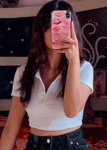 White Cropped Polo Shirt