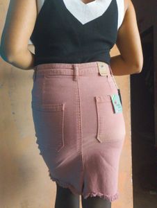 🌸😍Dusty Rose Denim Mini Skirt😍🌸