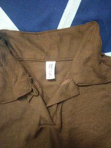 Brown Sleeveless Turtleneck Top