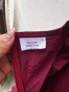 SALE Little box Elegant Burgundy Ruffled Maxi Dres