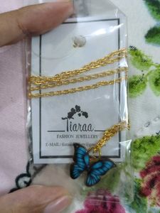 Blue Butterfly Pendant Necklace