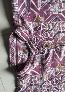 purple Printed Kurta Set with Dupatta