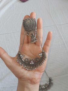 Oxidised Silver Jhumka Earrings