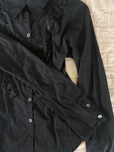 Y2K Diesel Elegant Black Beaded Button-Up Shirt