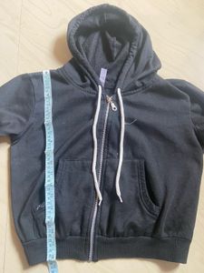 Cropped Black Zip-Up Hoodie