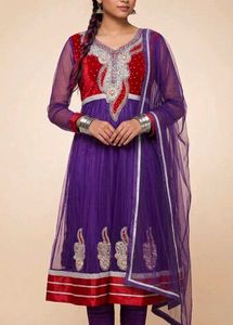 Purple & Red Anarkali Suit Set