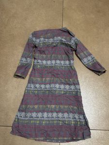 Grey Patterned Long Sleeve Dress
