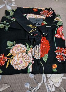 Men's Black Floral Print Shirt
