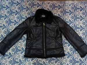 Black Faux Leather Aviator Jacket