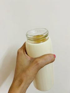 Stylish Cream glass Water Bottle with Handle