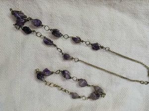 Boho Amethyst wire wrapped Necklace + bracelet