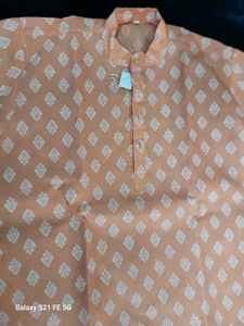 Peach Printed Kurta with Pants