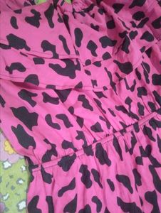 Pink Leopard Print Cold Shoulder Romper