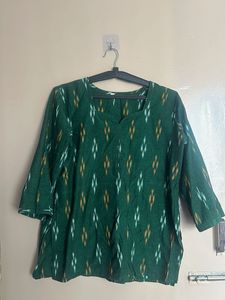 Green Ikat Print Kurta