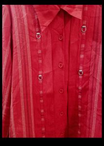 Red Striped Collared Shirt