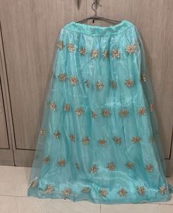 Aqua Embellished Lehenga Choli Unstitched