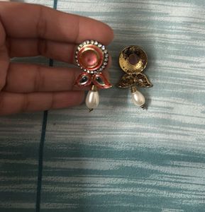 Elegant Pearl Drop Kundan Earrings