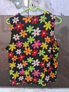 Retro Floral Print Sleeveless Vest