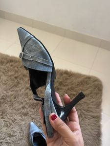 Zara Stylish Denim(faux) Slingback Heels