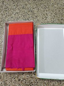 pure silk mix Vibrant Saree in Pink and Orange