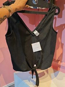 Chic Black V-Neck Tie-Front Top
