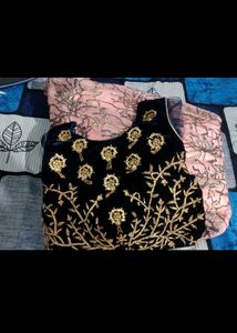 Elegant Pink &amp; Black Lehenga Set
