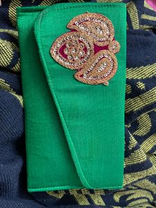 Green Embroidered Pouch