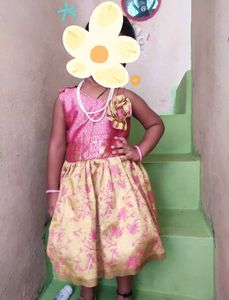 Girl's Pink & Gold Ethnic Dress