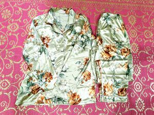 New Pyjama And Shirt Set Night Dress Lounge Wear Satin