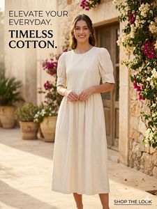 Elegant Cotton Midi Dress
