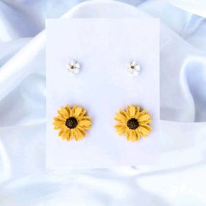 Minimal Sunflower &amp; Daisy Stud Earrings