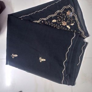 Black Satri Zardozi Work Saree