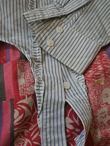 Blue STRIPED COTTON CROP SHIRT