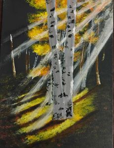 Original Forest Birch Tree Painting