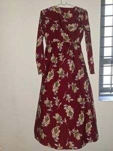 Elegant  Maroon floral flared gown | XL❤️‍🩹